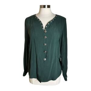 Saddle Ridge Vintage Collection Western Top Silver Tone Buttons Womens Medium
